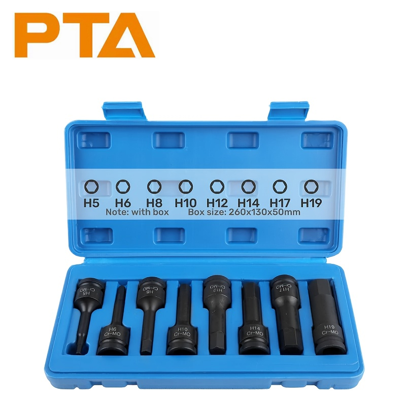 Cnc Bits - ชุดประแจลมขนาด 1/2 นิ้ว พร้อมหัวบิตหกเหลี่ยม H5-H19 ชุดประแจบล็อกหกเหลี่ยมแบบกระแทก