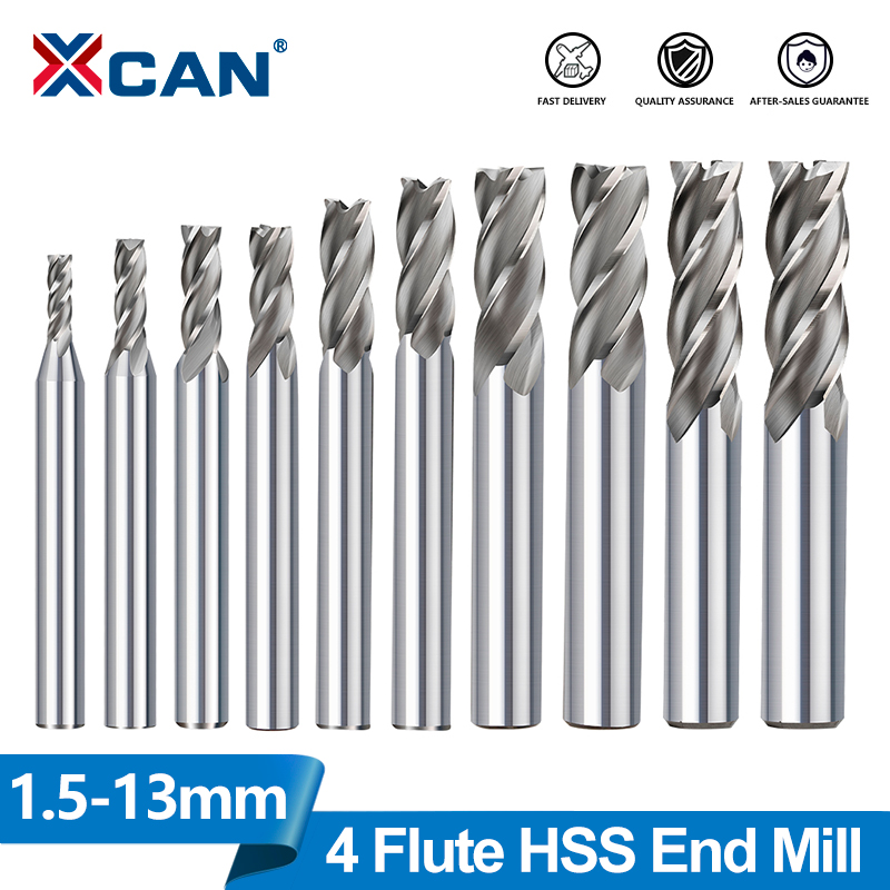 End Mill Set - XCAN HSS Milling CUTTER 4 ขลุ่ยขลุ่ย