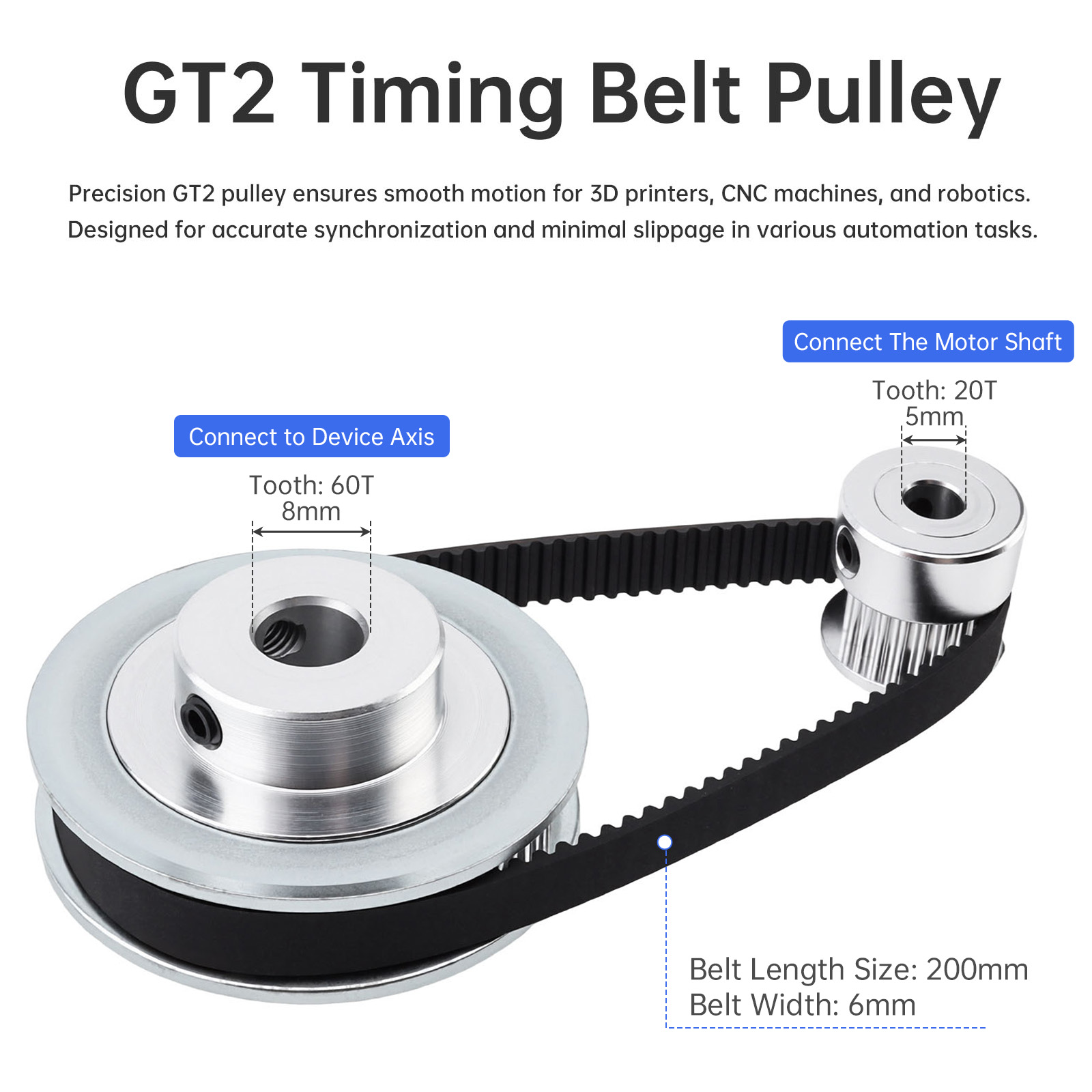 Gt2 Pulley - มอเตอร์ไฟฟ้ากระแสตรง 12V-24V 775 พร้อมชุดสายพานไทม์มิ่ง GT2 และชุดควบคุมมอเตอร์