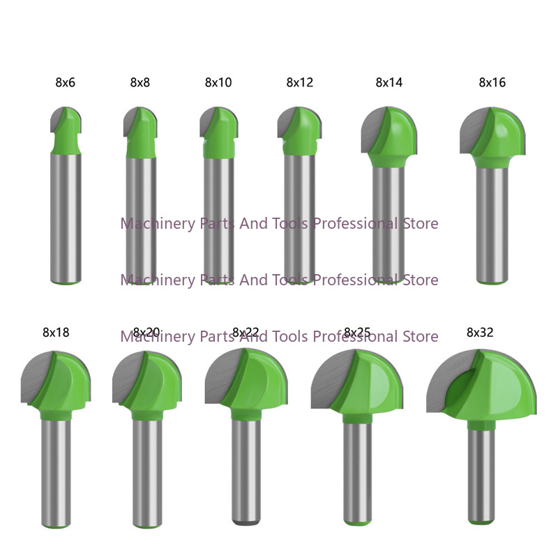 Carbide End Mill - ชุดดอกกัดรูปทรงกลมปลายมน 8 มม. สำหรับงานไม้ ตัดมุมฉาก R